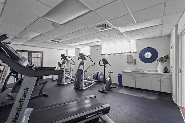 2417 Fairway Oaks Dr Unit 22, Palmetto, FL 34221 - workout area with a sink and a paneled ceiling