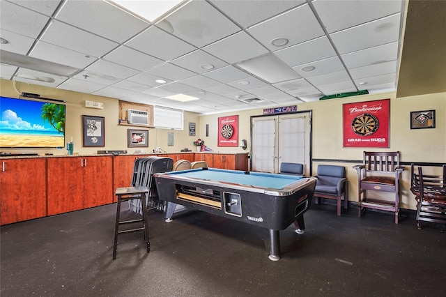 2417 Fairway Oaks Dr Unit 22, Palmetto, FL 34221 - recreation room featuring a wall mounted AC, billiards, and a paneled ceiling