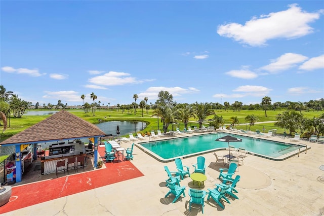 2417 Fairway Oaks Dr Unit 22, Palmetto, FL 34221 - community pool with a gazebo, a patio area, view of golf course, and a water view
