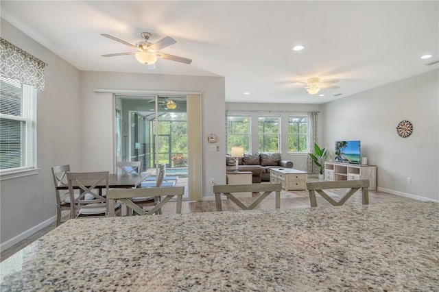 11625 Renaissance Blvd, Venice, FL 34293 - dining area with a ceiling fan and recessed lighting