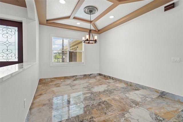 5714 38th Ave E, Bradenton, FL 34208 - empty room featuring a chandelier, recessed lighting, and marble tiled flooring
