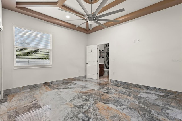 5714 38th Ave E, Bradenton, FL 34208 - empty room featuring a ceiling fan, recessed lighting, and marble tiled flooring
