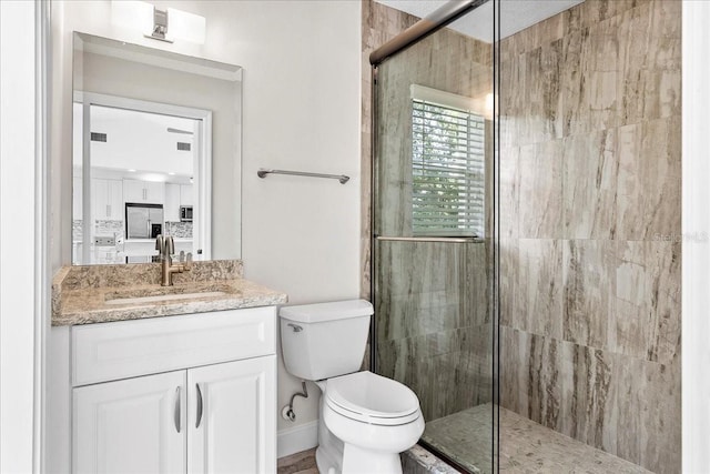 4724 White Tail Ln, Sarasota, FL 34238 - bathroom featuring vanity and a stall shower