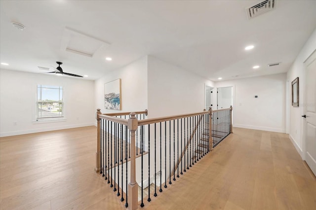 1876 Livingstone St, Sarasota, FL 34231 - hallway with light wood-type flooring, recessed lighting, and attic access