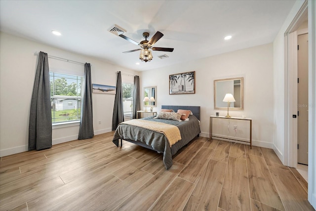 1876 Livingstone St, Sarasota, FL 34231 - bedroom featuring light wood-style floors, ceiling fan, and recessed lighting