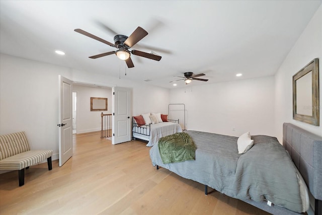 1876 Livingstone St, Sarasota, FL 34231 - bedroom featuring recessed lighting, light wood-type flooring, and ceiling fan