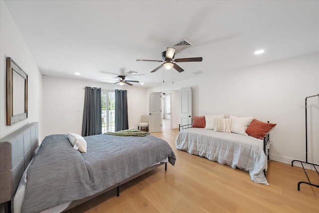 1876 Livingstone St, Sarasota, FL 34231 - bedroom with light wood-style flooring, recessed lighting, and a ceiling fan