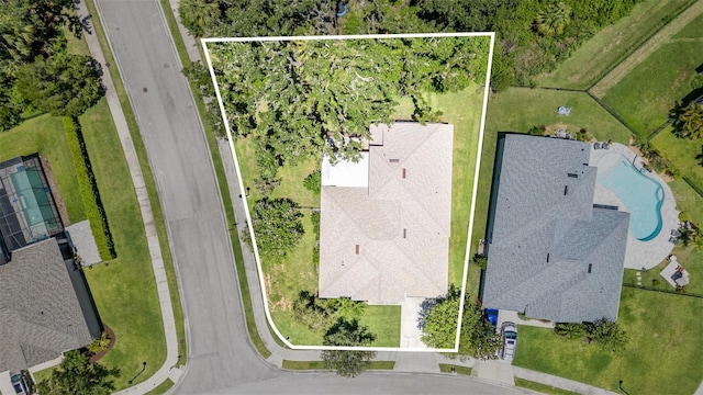 5405 98th Ave E, Parrish, FL 34219 - aerial view of property and surrounding area featuring property boundaries highlighted and a pool