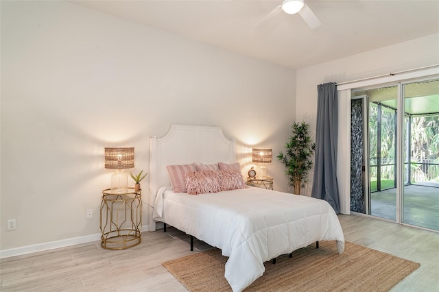 5405 98th Ave E, Parrish, FL 34219 - bedroom with access to outside, light wood-style floors, and ceiling fan