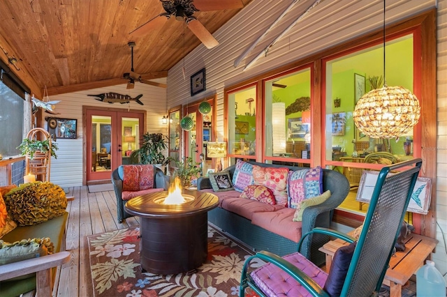 701 Marbury Ln, Longboat Key, FL 34228 - sunroom / solarium with french doors and lofted ceiling