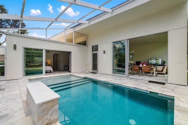 904 Virginia Dr, Sarasota, FL 34234 - swimming pool featuring a patio area and glass enclosure