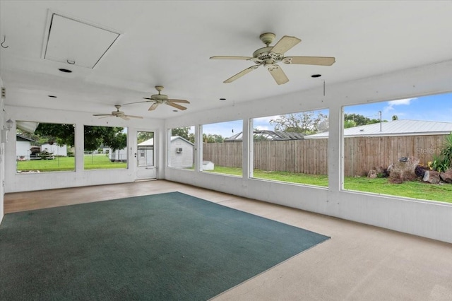 2708 Wilkinson Rd, Sarasota, FL 34231 - unfurnished sunroom with a ceiling fan