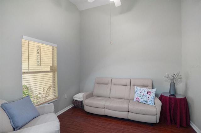 2710 93rd Ct E, Palmetto, FL 34221 - living room featuring wood finished floors, plenty of natural light, and ceiling fan