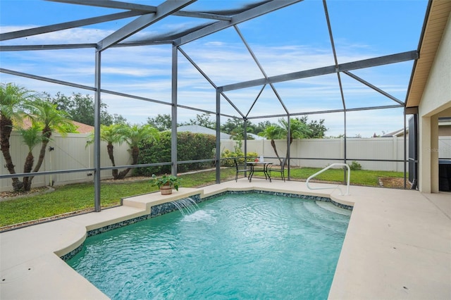 2710 93rd Ct E, Palmetto, FL 34221 - view of swimming pool with a patio, a fenced backyard, and a lanai