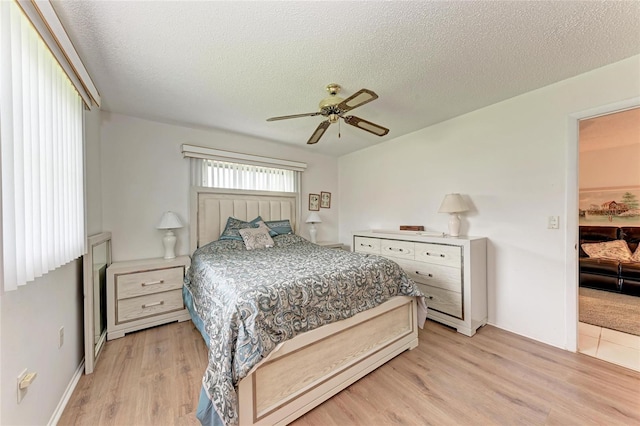 3905 34th Avenue Dr W Unit 36, Bradenton, FL 34205 - bedroom featuring light wood-type flooring, a textured ceiling, and ceiling fan
