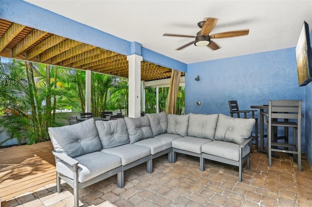202 75th St, Holmes Beach, FL 34217 - view of patio featuring outdoor lounge area, ceiling fan, a deck, and outdoor dining area