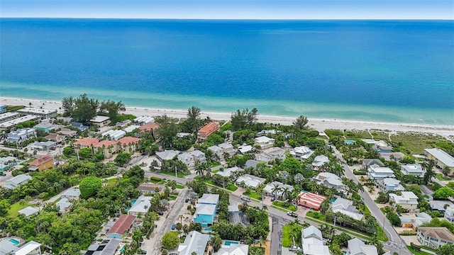 202 75th St, Holmes Beach, FL 34217 - aerial overview of property's location featuring waterfront with a beach and nearby suburban area