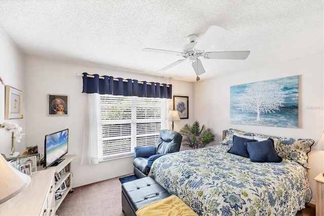 5766 Beaurivage Ave, Sarasota, FL 34243 - carpeted bedroom featuring a textured ceiling and a ceiling fan