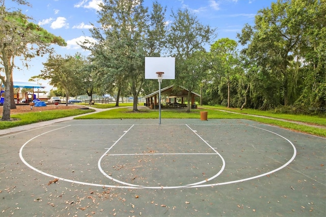 5766 Beaurivage Ave, Sarasota, FL 34243 - view of basketball court with a gazebo, community basketball court, and a yard