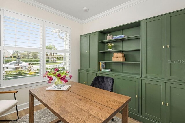 12017 Cranston Way, Bradenton, FL 34211 - office area with ornamental molding and light wood finished floors