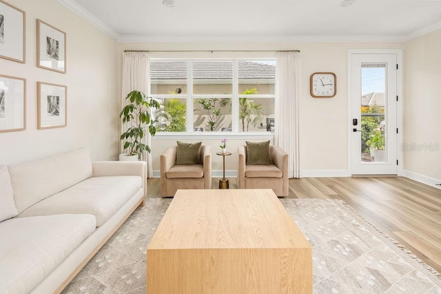 12017 Cranston Way, Bradenton, FL 34211 - living room with crown molding and light wood-style floors