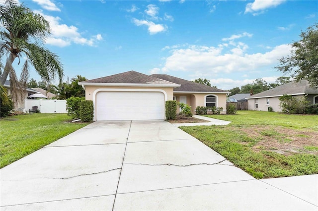 4649 72nd Ct E, Bradenton, FL 34203 - view of front of home featuring stucco siding, an attached garage, and concrete driveway