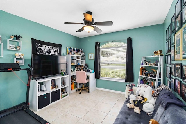 4649 72nd Ct E, Bradenton, FL 34203 - office area featuring tile patterned flooring and ceiling fan