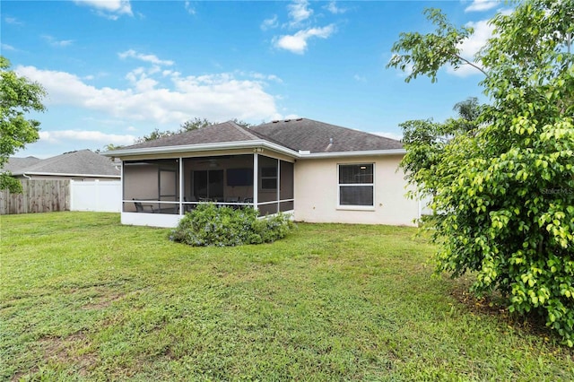 4649 72nd Ct E, Bradenton, FL 34203 - rear view of property with a sunroom and stucco siding