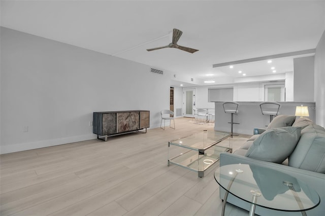 1150 Tarpon Center Dr Unit 1-C # 103, Venice, FL 34285 - living area featuring recessed lighting, a ceiling fan, and light wood-style floors