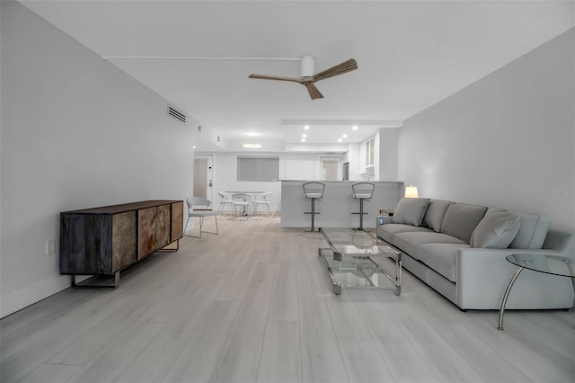 1150 Tarpon Center Dr Unit 1-C # 103, Venice, FL 34285 - living area with light wood-style flooring, recessed lighting, and ceiling fan