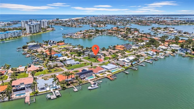 8001 13th Ave S, Saint Petersburg, FL 33707 - aerial perspective of suburban area featuring a large body of water