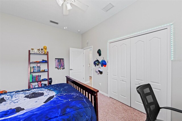 4654 Claremont Park Dr, Bradenton, FL 34211 - carpeted bedroom featuring a closet and ceiling fan