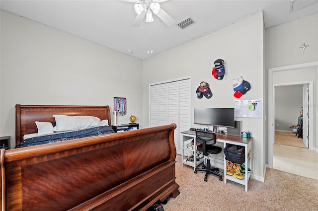 4654 Claremont Park Dr, Bradenton, FL 34211 - carpeted bedroom featuring a desk and a ceiling fan