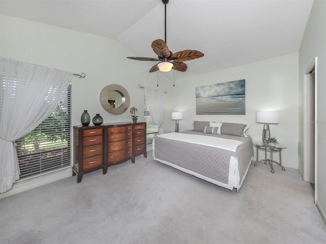 154 Inlets Blvd, Nokomis, FL 34275 - carpeted bedroom featuring lofted ceiling and a ceiling fan