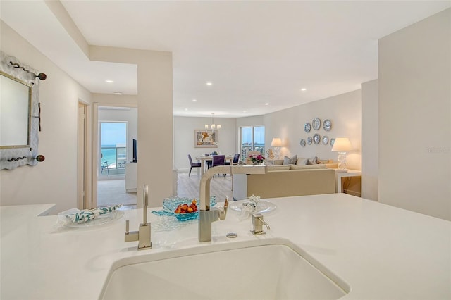 1000 Longboat Club Rd Unit 1105, Longboat Key, FL 34228 - bathroom with recessed lighting and a chandelier