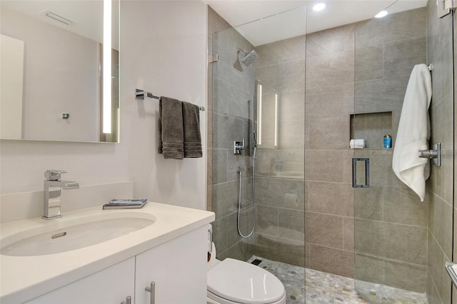 1000 Longboat Club Rd Unit 1105, Longboat Key, FL 34228 - full bathroom with a stall shower, vanity, and recessed lighting