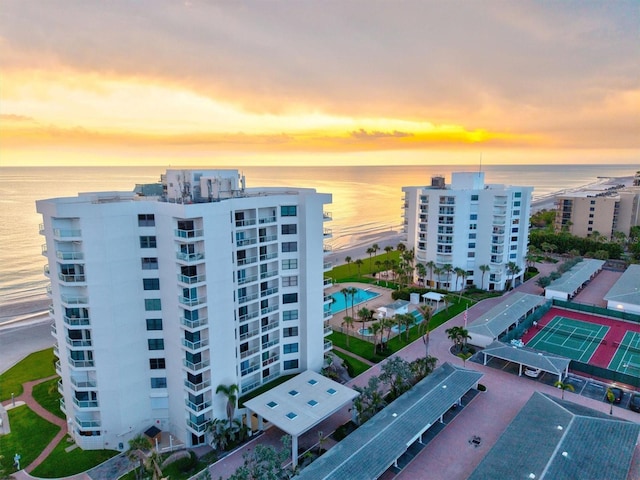 1000 Longboat Club Rd Unit 1105, Longboat Key, FL 34228 - aerial view at dusk of a water view and view of pool