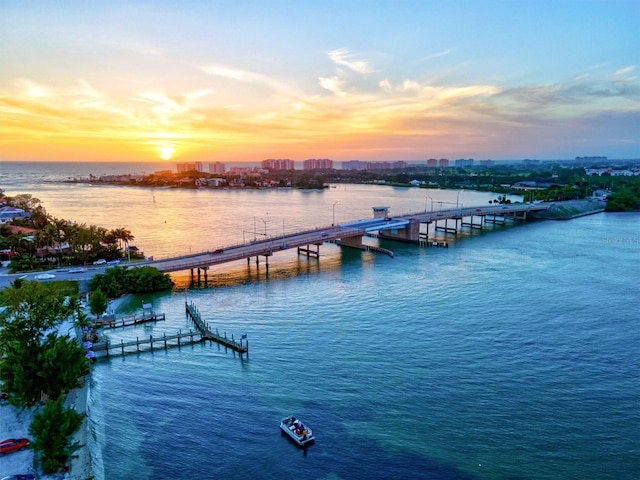 1000 Longboat Club Rd Unit 1105, Longboat Key, FL 34228 - dock area featuring a water view and a view of city