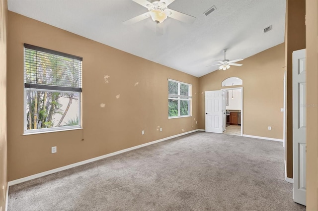 12342 Lavender Loop, Bradenton, FL 34212 - carpeted empty room with a ceiling fan and lofted ceiling