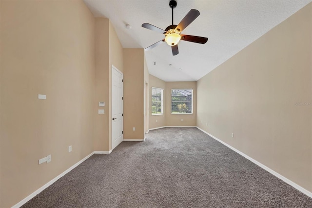 12342 Lavender Loop, Bradenton, FL 34212 - spare room featuring carpet floors, vaulted ceiling, ceiling fan, and a smoke detector