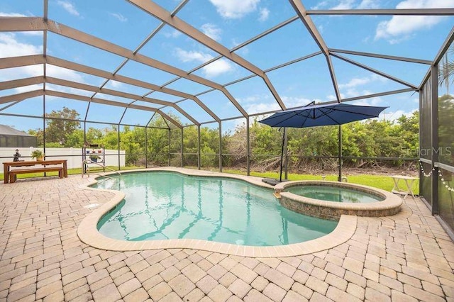 4127 Middle River Ter, Ellenton, FL 34222 - view of swimming pool featuring a patio area, a pool with connected hot tub, and a lanai