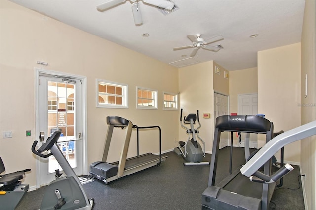4127 Middle River Ter, Ellenton, FL 34222 - exercise room with a ceiling fan and recessed lighting