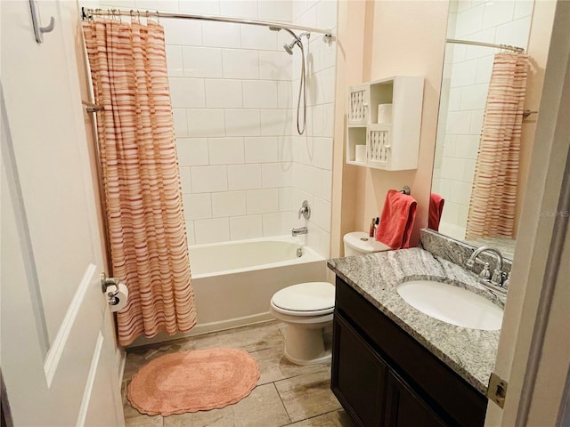 5635 Los Robles Ct, Palmetto, FL 34221 - bathroom featuring shower / bathtub combination with curtain, vanity, and tile patterned flooring