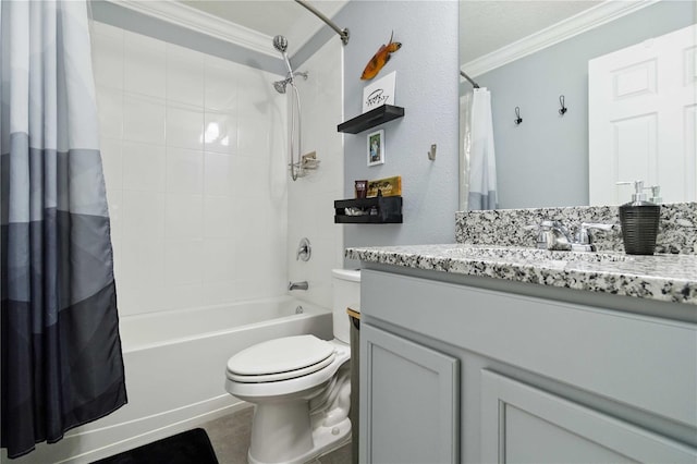 731 116th Ct NE, Bradenton, FL 34212 - bathroom featuring crown molding, shower / tub combo with curtain, and vanity