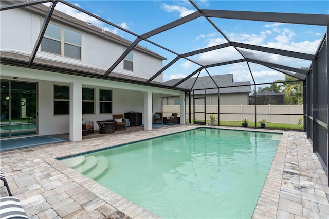 731 116th Ct NE, Bradenton, FL 34212 - view of pool with a patio, outdoor lounge area, and glass enclosure
