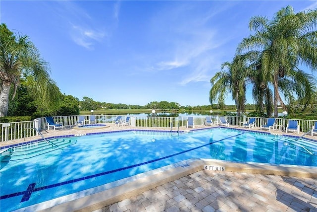 7904 Hampton Ct, University Park, FL 34201 - community pool with a water view and a hot tub