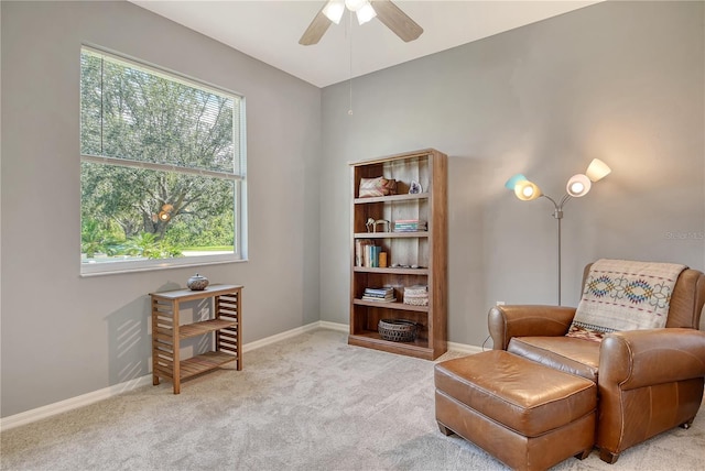 730 137th St NE, Bradenton, FL 34212 - sitting room featuring healthy amount of natural light, carpet flooring, and a ceiling fan