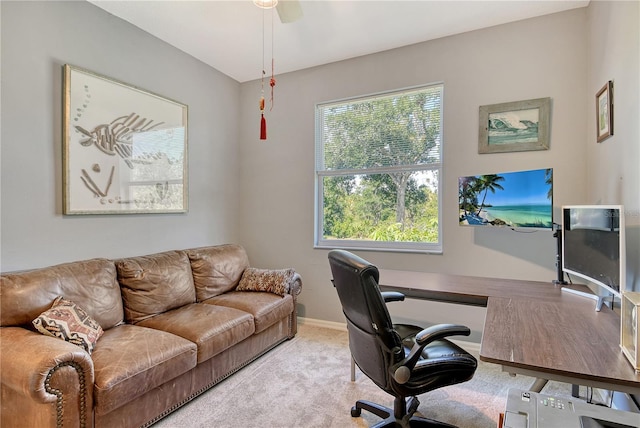 730 137th St NE, Bradenton, FL 34212 - carpeted home office featuring baseboards and a ceiling fan