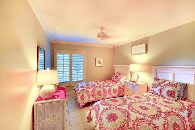 2039 Gulf Of Mexico Dr Unit G3-207, Longboat Key, FL 34228 - bedroom featuring crown molding, tile patterned flooring, and ceiling fan