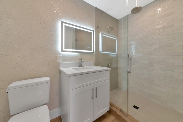 4515 19th Ave W, Bradenton, FL 34209 - full bathroom with a stall shower, vanity, and wood finished floors